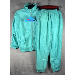 Vintage Aviat Sportif 80s 90s Teal 2pc Windbreaker‎ Track Suit Petite Small NWT